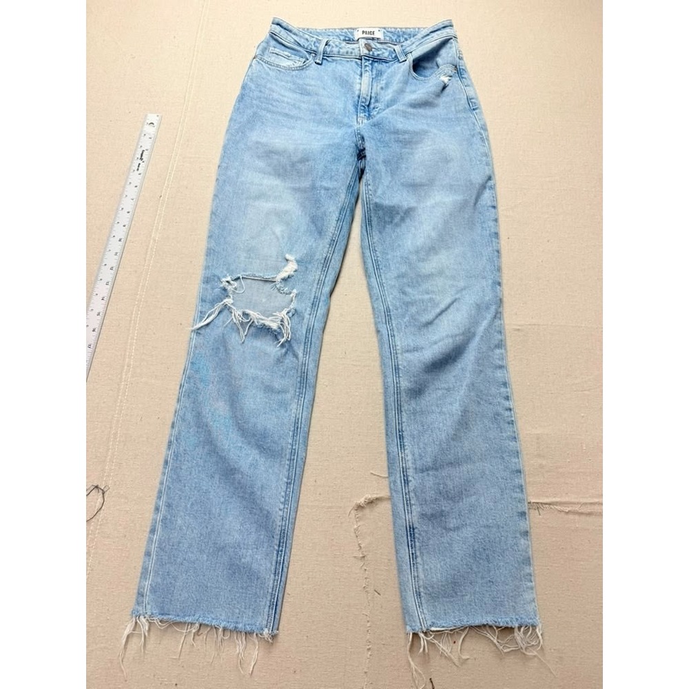 PAIGE Womens Jeans Size 27 Light Wash Straight Leg Raw Hem Denim [A126]
